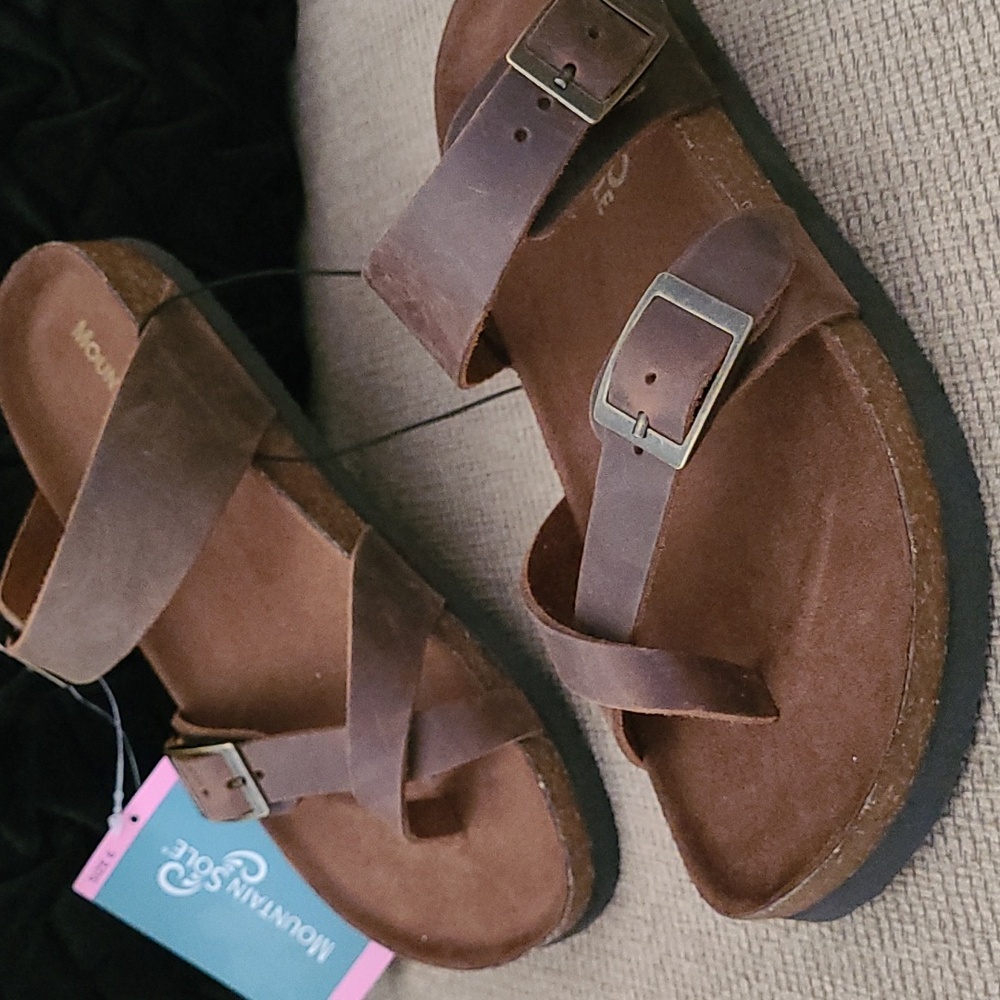 MOUNTAIN SOLE WOMEN'S BROWN GENUINE LEATHER SANDALS